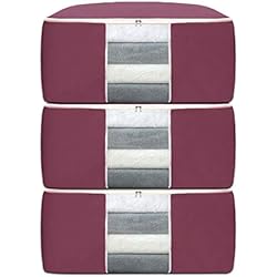 VITCOCO Sac de Rangement pour Couette Oxford avec Grande Fenêtre Transparente et Poignée de Transport pour Rangement, pour Édredons Couvertures Oreillers Jouets Vestes Vêtements, Gris3 pièces