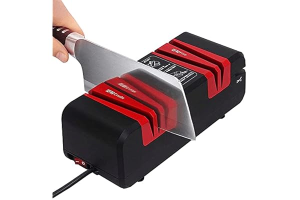 Aiguiseur Electrique, Revêtement de Diamant, Moteur Puissant de 60W, Taille-Couteau Professionnel, Taille D'affichage de Trois en Un Pour Couteaux de Cuisine, Ciseaux et Tournevis (rouge)