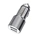 Price comparison product image ONX3 (Grey) Quick Charge Dual Port USB Full Metal Car Charger With LED Indicator 3.1A 24W Safety Hammer For EVGA Tegra Note