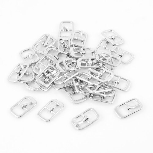 40 Pcs 1.8 x 1.1cm Metal Rectangular Shoes Needle Buckles Silver Tone
