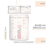 Parure de lit pour bébé en flanelle de coton - 135 x 100 cm - Pour fille - Lapin Little One  rose, beige - 1 taie d'oreiller 40 x 60 cm + 1 housse de couette 100 x 135 cm