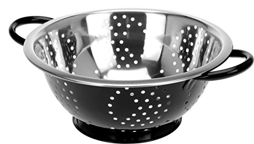 Küchensieb - Schwarz - Ø 24cm Seiher Abtropfsieb mit Griffe, Massive Ausführung