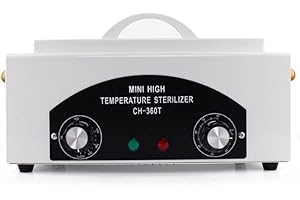 KZAN High-Temperature Sterilizer, Metal Tool Cleaning Box, SPA Towel Dry Heat Sterilizer with Timing Function, Disinfection Equipment for Dentist Clinic Lab & Salon Barber Scissor (UK Plug/White)