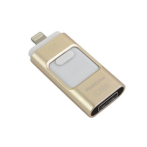 LL TRADER USB Stick Flash-Laufwerk OTG mit duale steckern für iphone5/ iphone6/iPad Mini/iPad Air/Android Phone/Mac/PC (64 GB, L3 Gold)
