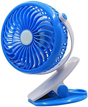 Flypro 360º Rotation Clip-on Mini Portable Battery Fan Personal Handheld USB Desktop Fan for Baby Stroller Home Office Outdoors Travel Camping (Blue)