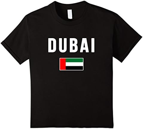 Kids Dubai UAE T-shirt Emirates Cities Souvenir Flag Tee 12 Black
