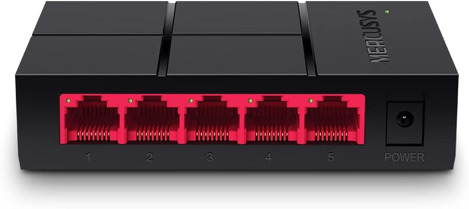 Mercusys MS105G, 5-Port 10/100/1,000 Mbps Masaüstü Switch | 5 Gigabit bağlantı noktası. Tak ve çalıştır, yapılandırma gerekmez. Fansız tasarım, sessiz. Metal gövde