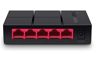 Mercusys MS105G 5-Ports Gigabit Netzwerk Switch, Automatische Aushandlung, Automatische MDI/MDIX-Umschaltung, Plug and Play, MAC-Adressen-Lernen, 105×70×24.9 mm