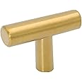 Goldenwarm 10Pack Single Hole Gold Cabinet Knobs and Pulls Door Cupboards Drawers Bedroom Furniture Handles 50mm/2in Overall Length Brushed Brass
