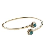 Tamaño ajustable. 81stgeneration Pulsera Rígida de Latón con Piedra Turquesa Simulada Tribal Brazalete Ajustable
