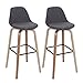 Produktbild Mendler 2X Barhocker HWC-A89, Barstuhl Tresenhocker mit Lehne ~ Textil, grau