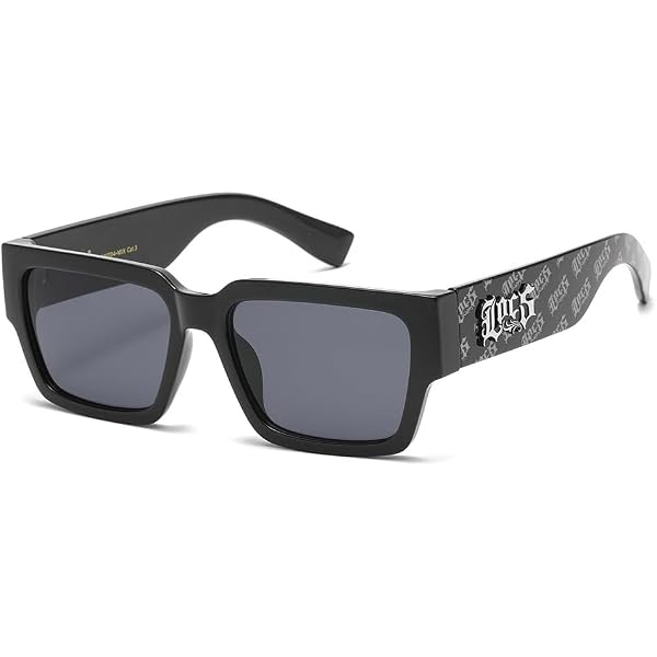 Locs occhiali da sole poker rap rapper moda città vestito donne uomini 8LOC91102, Montatura Nero Lucido Lenti Grigio, Taglia unica