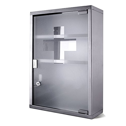 Medizinschrank groß Edelstahl abschließbar 30x45x12cm Arzneischrank Medikamentenschrank Hausapotheke Erste Hilfe Schrank