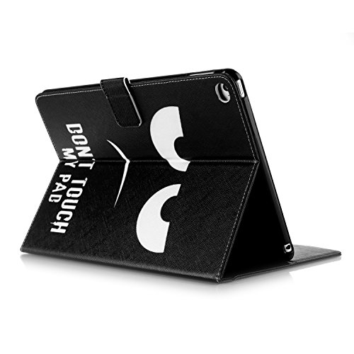 iPad mini 4 Handyhülle – Felfy Slim Full Body Don’t Touch my Pad Black Auge Muster PU Case Cover Etui Schutz Hülle Tasche für Apple iPad mini 4 + 1x Eule Anti Stöpsel + 1x Schwarz Stylus - 8