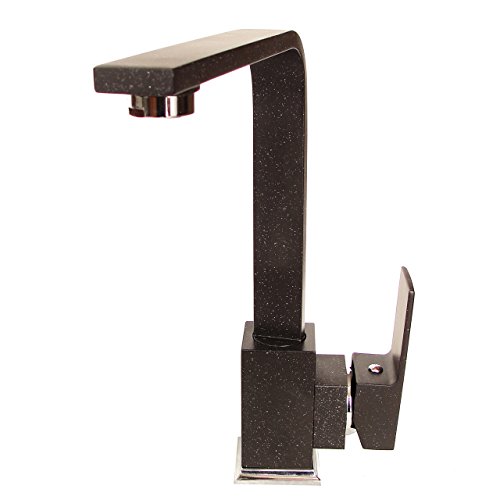 Schwarze Designer Granitarmatur Küchenarmatur Spültischarmatur schwenkbarer Küchen Wasserhahn – Modell LINERA - 8