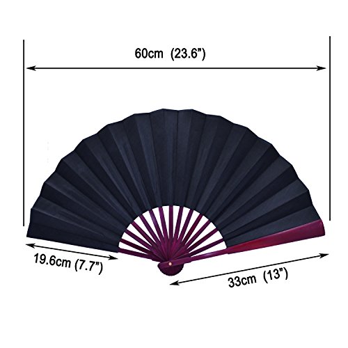 KAKOO Großer Fächer Stabiler Handfächer mit Bambusgriff Tanzfächer Sommer Lüfter Herrlicher Klappfächer für Feste Hochzeit Geschenk Party Zubehör DIY Wohnzimmer Dekofächer - 7