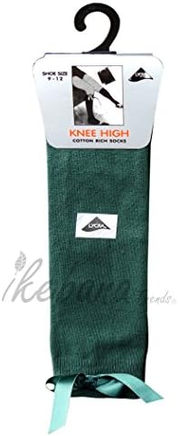 Bow Knee High School Girls &amp; Kids Plain Long Length Cotton Stretch With all size &amp; colour (Set of 6 pairs) (UK 12-3.5 (EU 30-35.5), Bottle Green)