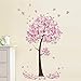 Produktbild EWQHD Rosa Schmetterlings-Baum-Wand-Aufkleber Für Baby-Wohnzimmer Schlafzimmer-Wand-Dekor Pvc Herausnehmbare Poster Art Home-Abziehbilder