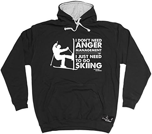 Powder Monkeez - I Don't Need Anger Management Skiing Hoody Snowboarding Ski Top Boarding Winter Goggles Birthday Gift Christmas Present - 2 TONE HOODIE