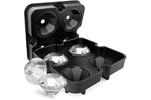 Yinew isbitsform, för 4 stycken, form: Diamant, med lock, tillverkad av livsmedelssäkert silikon, multifunktionell, för whisky, cocktails, juice