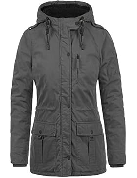 DESIRES Lisa Damen Parka lange Jacke Winter-Mantel mit Kapuze und Teddy-Futter aus hochwertiger Baumwollmischung