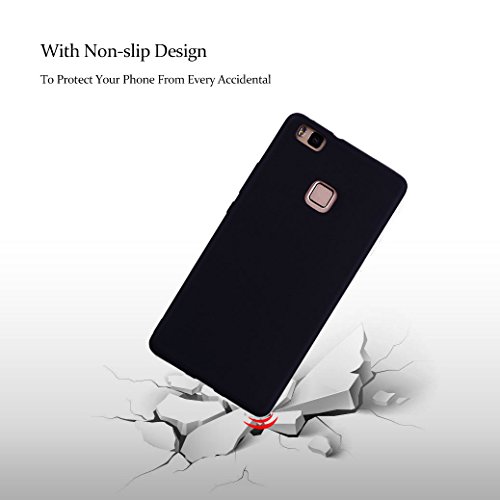 Funda Silicona para Huawei P9 LITE  AllDo Carcasa Protectora Suave Funda Flexible Ligero Soft TPU Gel Case Cover Carcasa Ultra Delgado Caja de Dise  o Simple Funda Color S  lido Carcasa Anti Rasgu  os Anti Choque - Negro