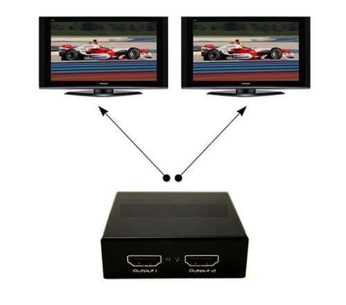 Mondpalast ® HDMI Splitter 2 fach 1×2 1080p auch für 3D 1:2 Verteiler HDCP Full HD - 4