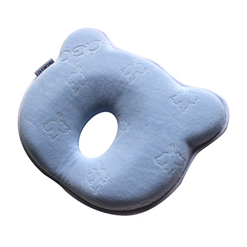 MITTAGONG Infant Head Support Prevent Flat Memory Foam Baby Pillow,Print Blue