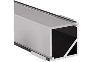 Alumino | LED Aluminiumprofil Schwarz | 200 cm | Eckprofil | Semi Abdeckung | für 12 mm LED-Streifen | 2m | Neckar