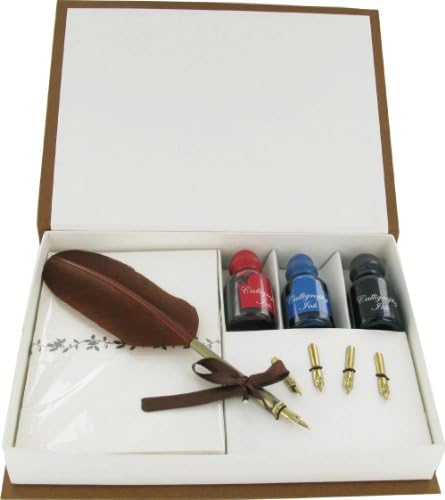 Calligraphy Pen Set Quill Pen, 4 Nibs, 3 Inks &amp; Stationery