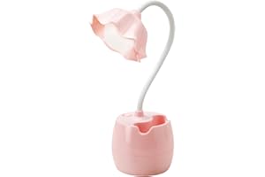 COLEXY LED Schreibtischlampen Kinder mit Stifthalter, USB Tischlampe Augenschutz-Schreibtischlampe, Wiederaufladbare Nachttischlampe mit Flexibles Arm, Desk Lamp für Student Schlafzimmer Studie Lesen (Rosa)