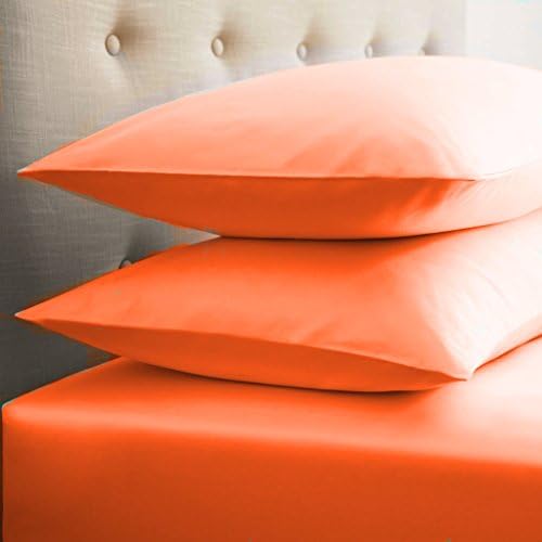 100% Egyptian Cotton Fitted , Flat, Pair of Pillow Cases (Pair Of Pillow Cases, Orange)
