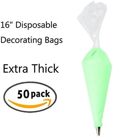 Pastry Bag -50 Pack-16-Inch Extra Thick Large Cake/Cupcake Decorating Bags-Disposable High Quality Icing Piping Bags Set