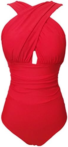 Aidonger Womens One Piece Swimsuit Top Swimwear with X-Shape Collar belly off Monokini, S-2XL