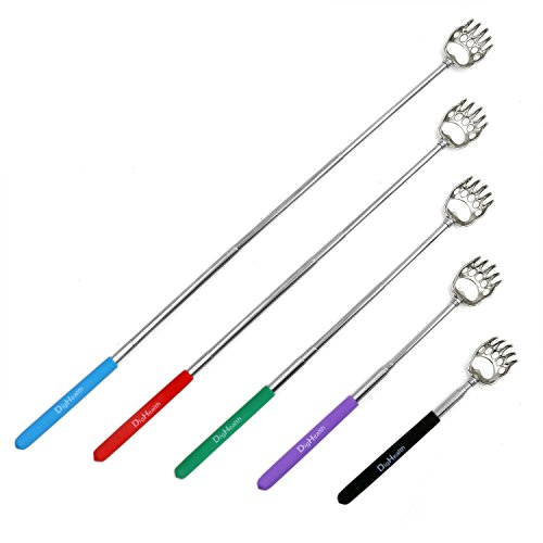 Set 5 Teleskop Rückenkratzer bei DigHealth-(Ausziehbar, Edelstahl, Gummiertem Griff, Circa 58cm, Bär Klaue), Massagegerät Körpe zum Rücken Kratzen - 5