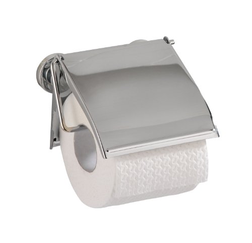 WENKO 17815100 Power-Loc Toilettenpapierhalter Cover - Befestigen ohne bohren, Stahl, 13.5 x 12 x 3.5 cm, Chrom