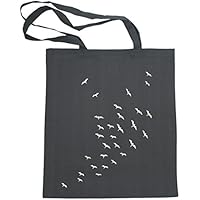 Beutel mit Vogelmotiv in grau, Tragetasche, Einkaufstasche, Shopper, bedruckt, Handsiebdruck, Vogel