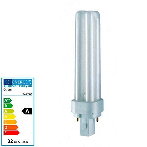 Osram Bombilla de bajo consumo con 2 tubos, casquillo de 2 pines para operar ECC G24d-3, 26 W