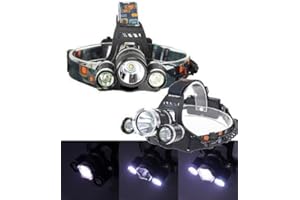 BORUIT TORCIA LAMPADA FRONTALE LED RICARICABILE 3 LED 5000 LUMEN CREE T6 R5 RJ3000