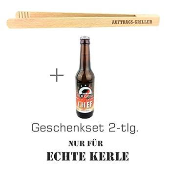 Geschenkset 2 Tlg Nur Fr Echte Kerle Mit Bier Hier Grillt Der Chef Und Grillzange Mit Spruch Zum Auswhlen Geburtstagsgeschenk Kreatives Geschenk Mnner Grillen