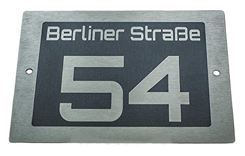 Preisvergleich Produktbild Hausnummernschild Hausnummer Edelstahl Design mit Wunschnummer & Straßenname