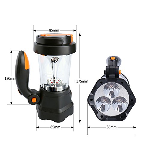 COOWOO LED Strahler Laterne Handscheinwerfer mit USB Anschluss und Kurbel Mechanismus für Camping Lampe, Garten Leuchte, Outdoor, Zelt und Notfall Beleuchtung - 4