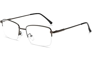 LJCZKA Half Frame Blue Light Blocking Glasses for Mens Womens, Rectangular Semi Rimless Blue Light Glasses for Anti-Fatigue and Eyestrain