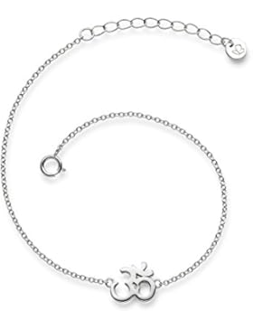 Glanzstücke München Damen-Armband Om-Zeichen Sterling Silber 17 + 3 cm - Silberkettchen Armband mit Anhänger Armkettchen...