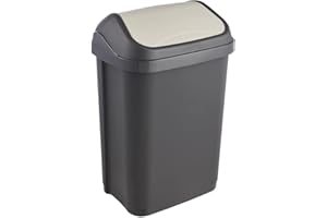 keeeper Pattumiera con Coperchio Basculante, 10 L, Swantje, Grigio Grafite