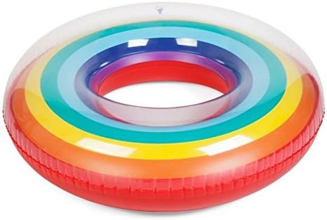 LCYCN water floats Swim Ring Inflatable Avocado Patch Red Rainbow Swim Ring for Water sporst Adult and Children, B