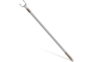 LLHQAMT Sturdy & Durable Telescopic Closet Hook - 1.5 Meters (59in) Steel Clothes Pole, Suitable for Wardrobe, Clothes Line & Hanger - Brown