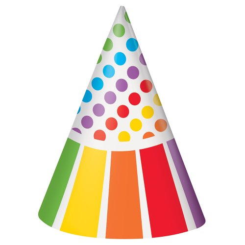 Rainbow Partyhüte, 8 Stück