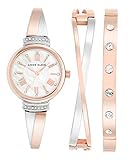 Anne Klein Damen Analog Quarz Uhr mit Edelstahl Armband AK/N2245RTST