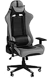 IntimaTe WM Heart Racing Chaise de Bureau en PU, Fauteuil siège Gaming avec Inclinaison de 135° Appui-tête et Soutien Lombaire Ajustable (Gris)